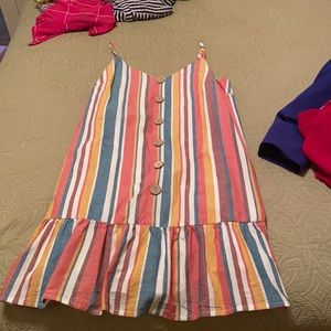 Colorful striped dress with wooden buttons